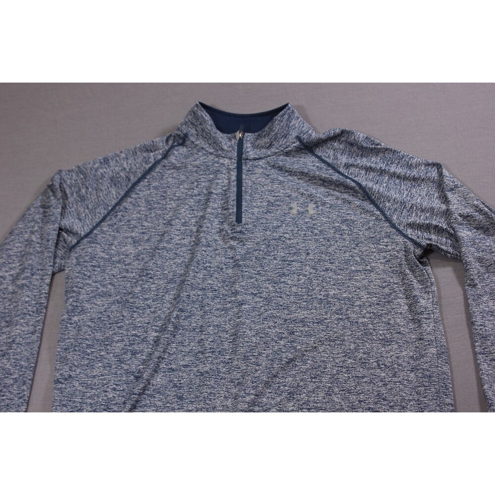 Under Armour Mens HeatGear Loose Fit Heather Blue 1/4 Zip Pullover Lightweight L - Picture 2 of 10